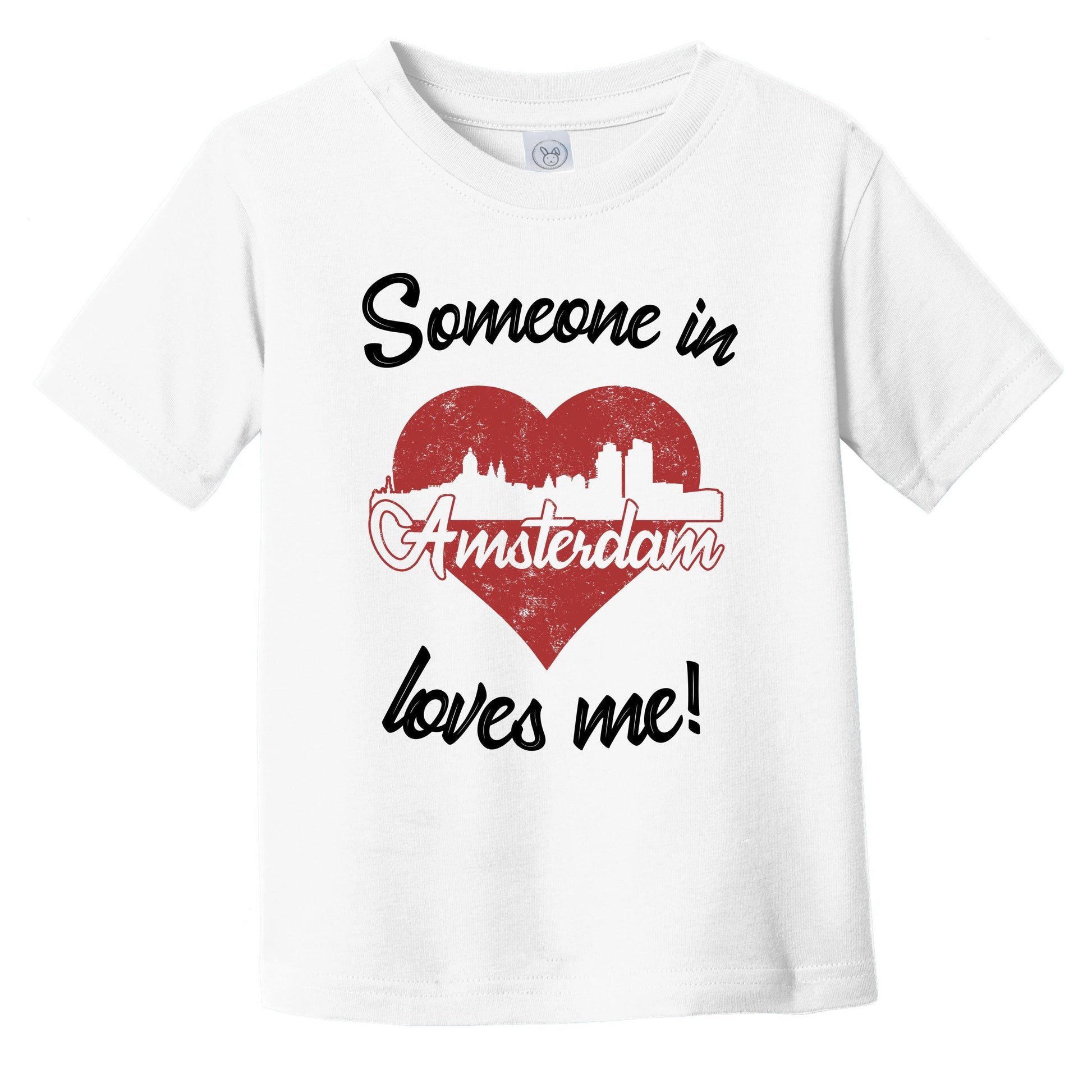 Someone In Amsterdam Loves Me Red Heart Skyline Infant Toddler T-Shirt