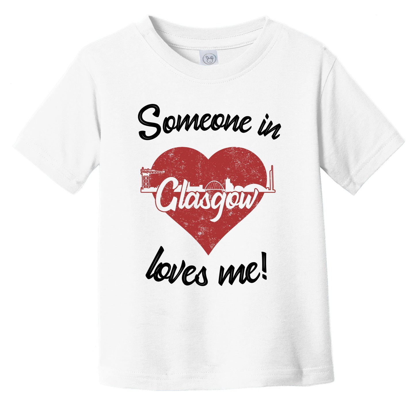 Someone In Glasgow Loves Me Red Heart Skyline Infant Toddler T-Shirt