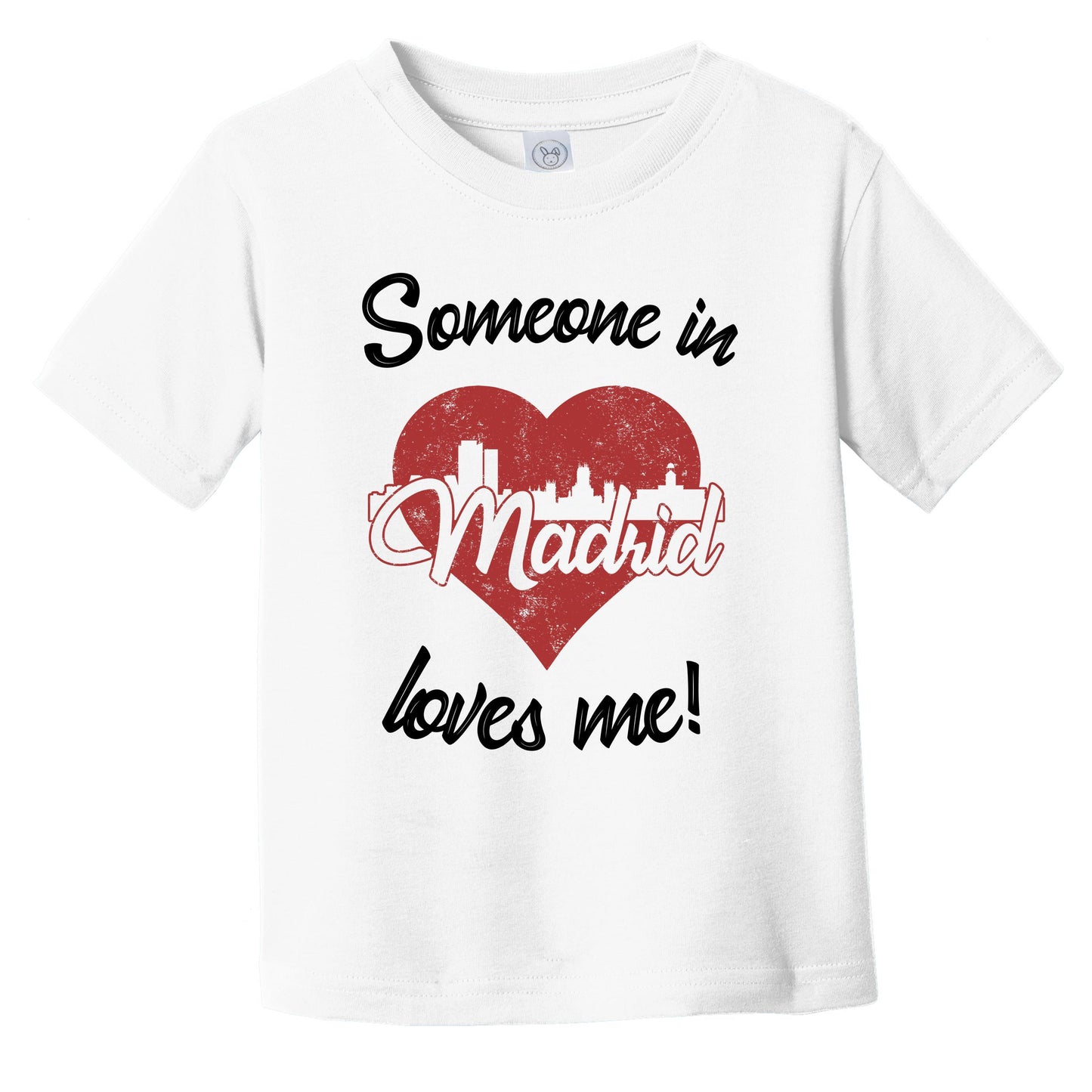Someone In Madrid Loves Me Red Heart Skyline Infant Toddler T-Shirt