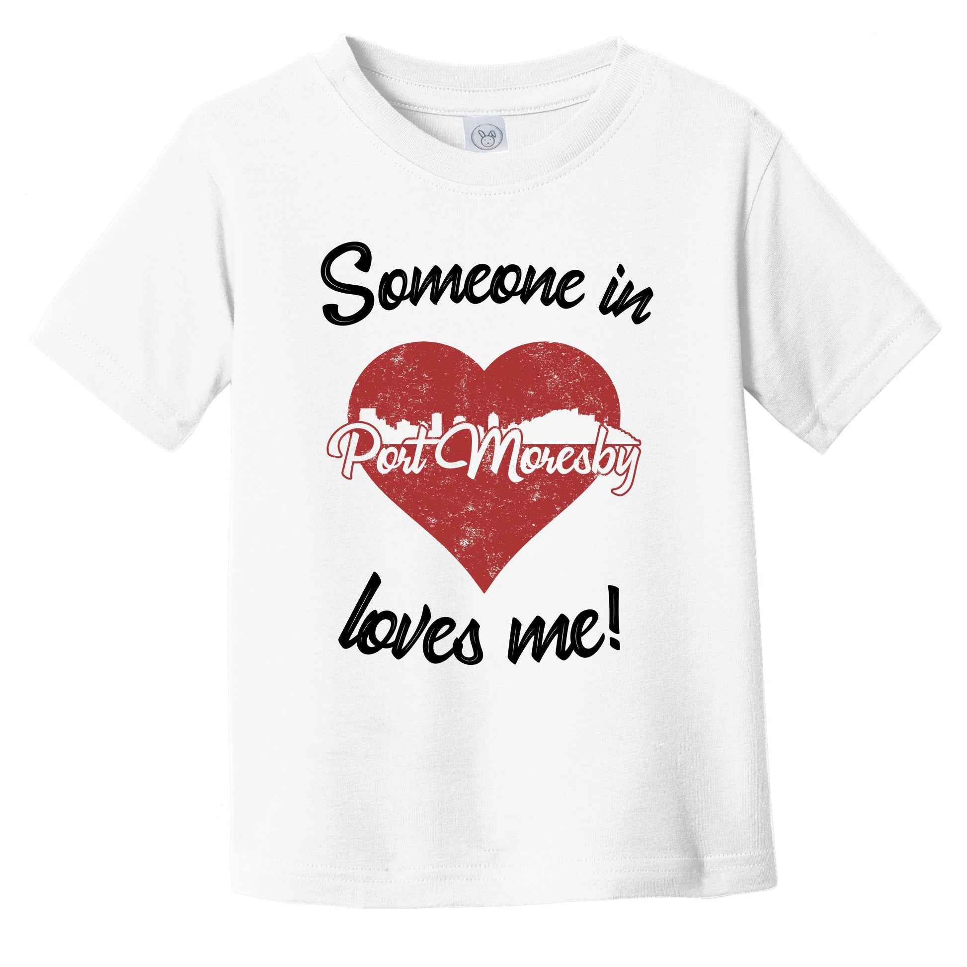Someone In Port Moresby Loves Me Red Heart Skyline Infant Toddler T-Shirt