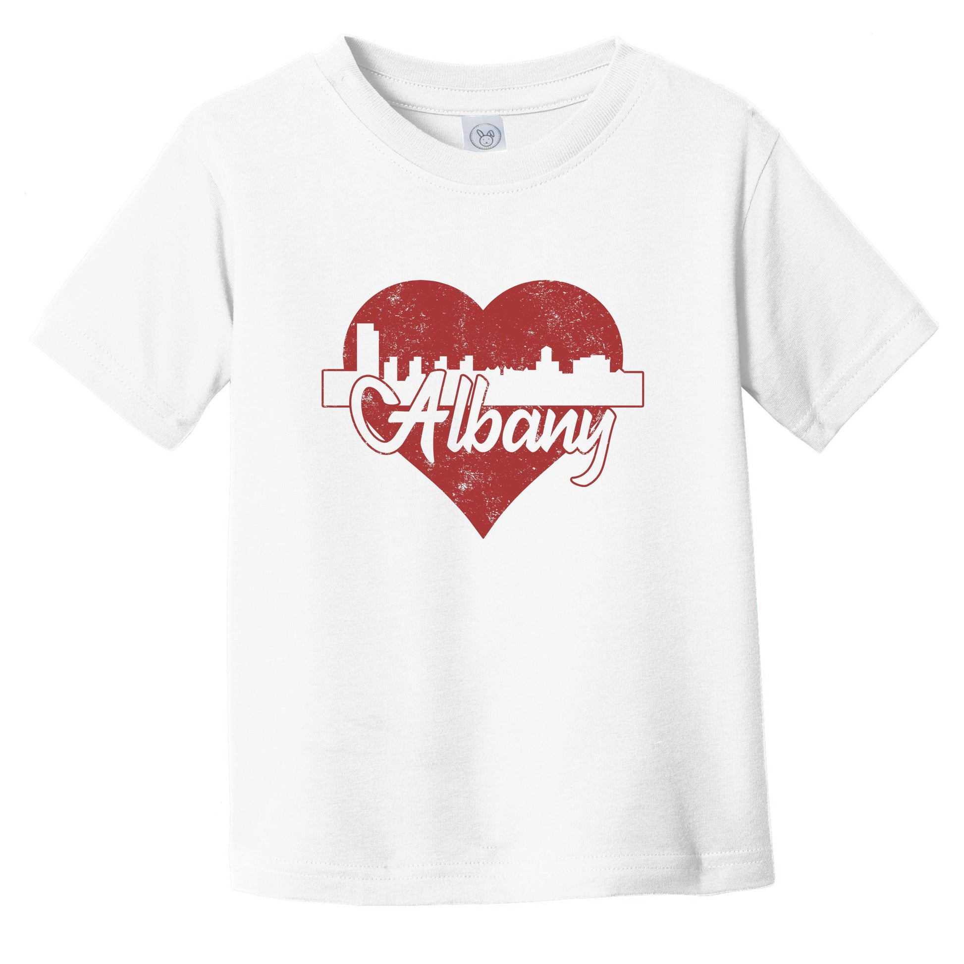 Retro Albany New York Skyline Red Heart Infant Toddler T-Shirt
