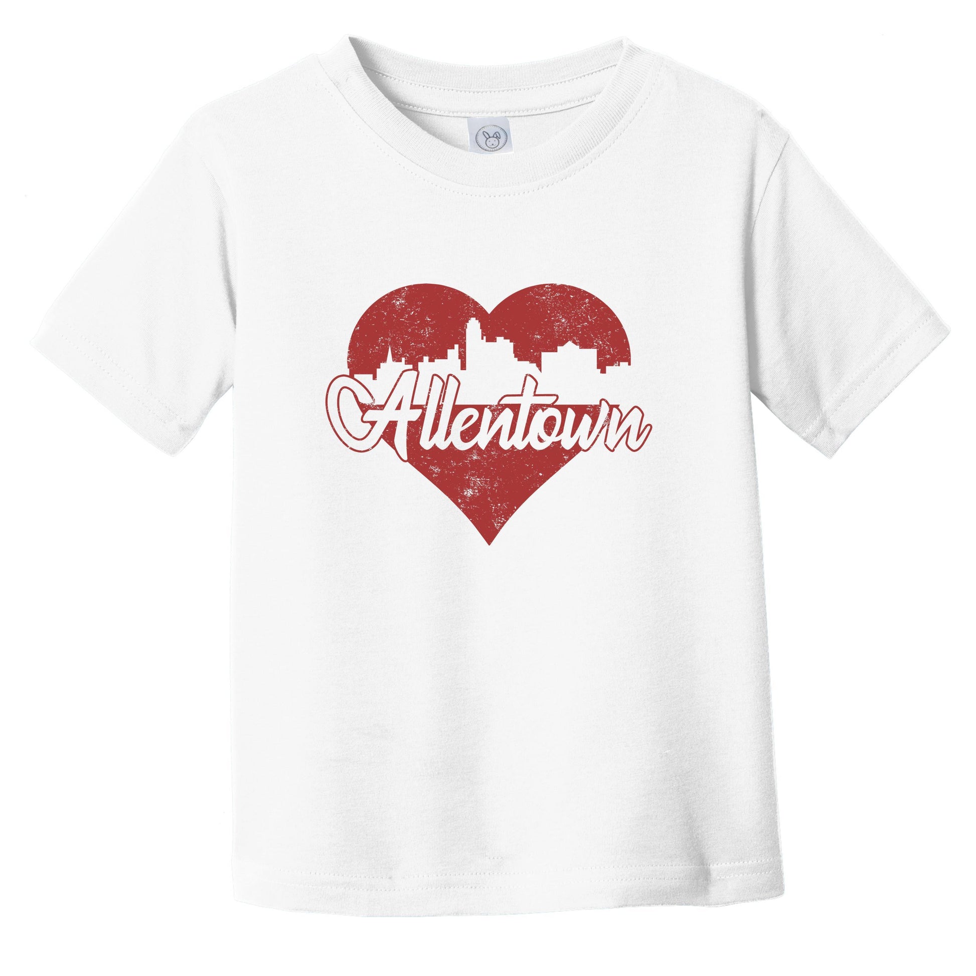 Retro Allentown Pennsylvania Skyline Red Heart Infant Toddler T-Shirt