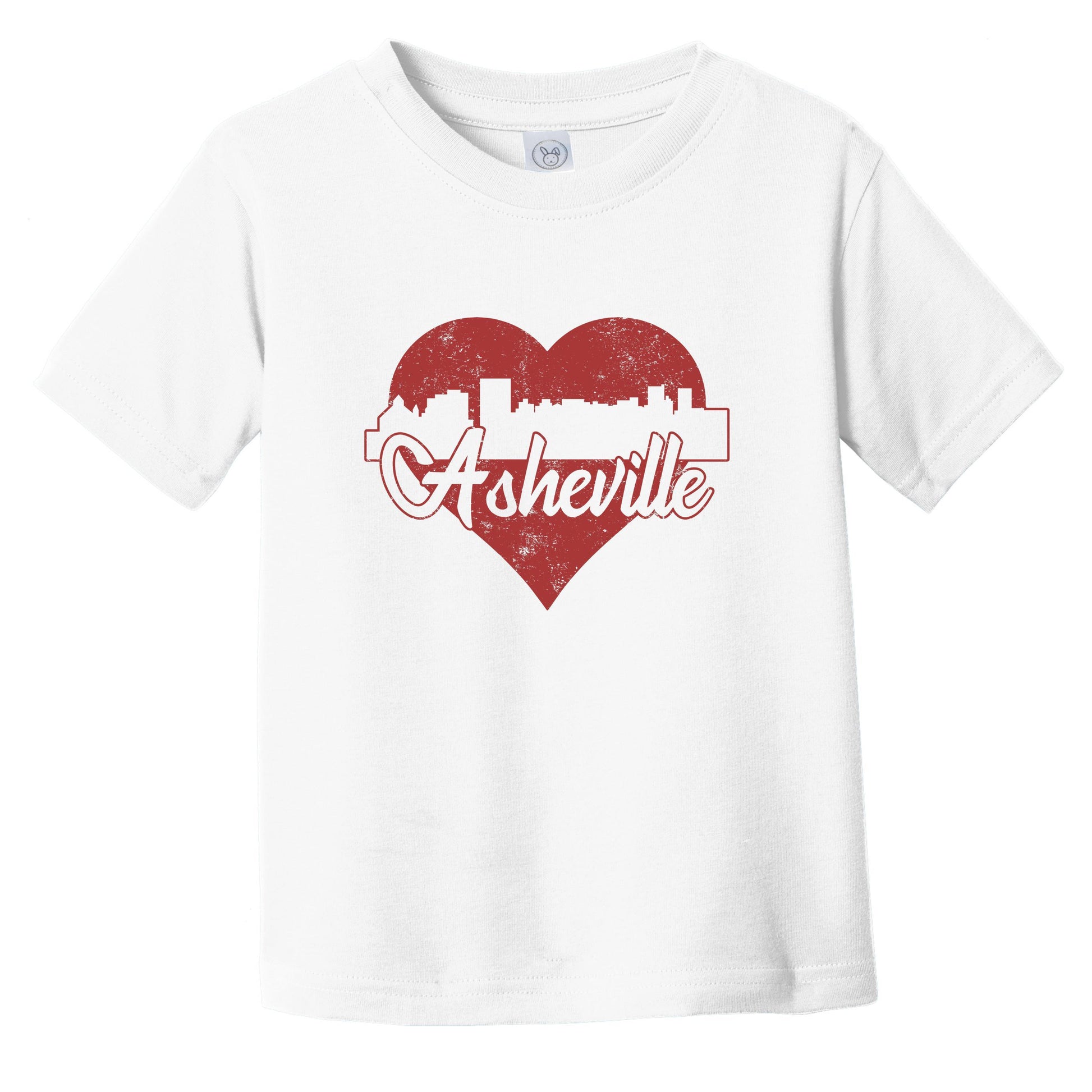 Retro Asheville North Carolina Skyline Red Heart Infant Toddler T-Shirt