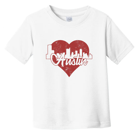 Retro Austin Texas Skyline Red Heart Infant Toddler T-Shirt