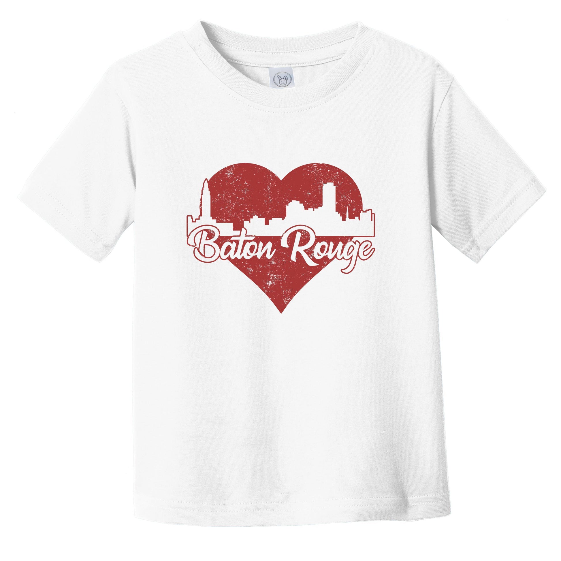 Retro Baton Rouge Louisiana Skyline Red Heart Infant Toddler T-Shirt