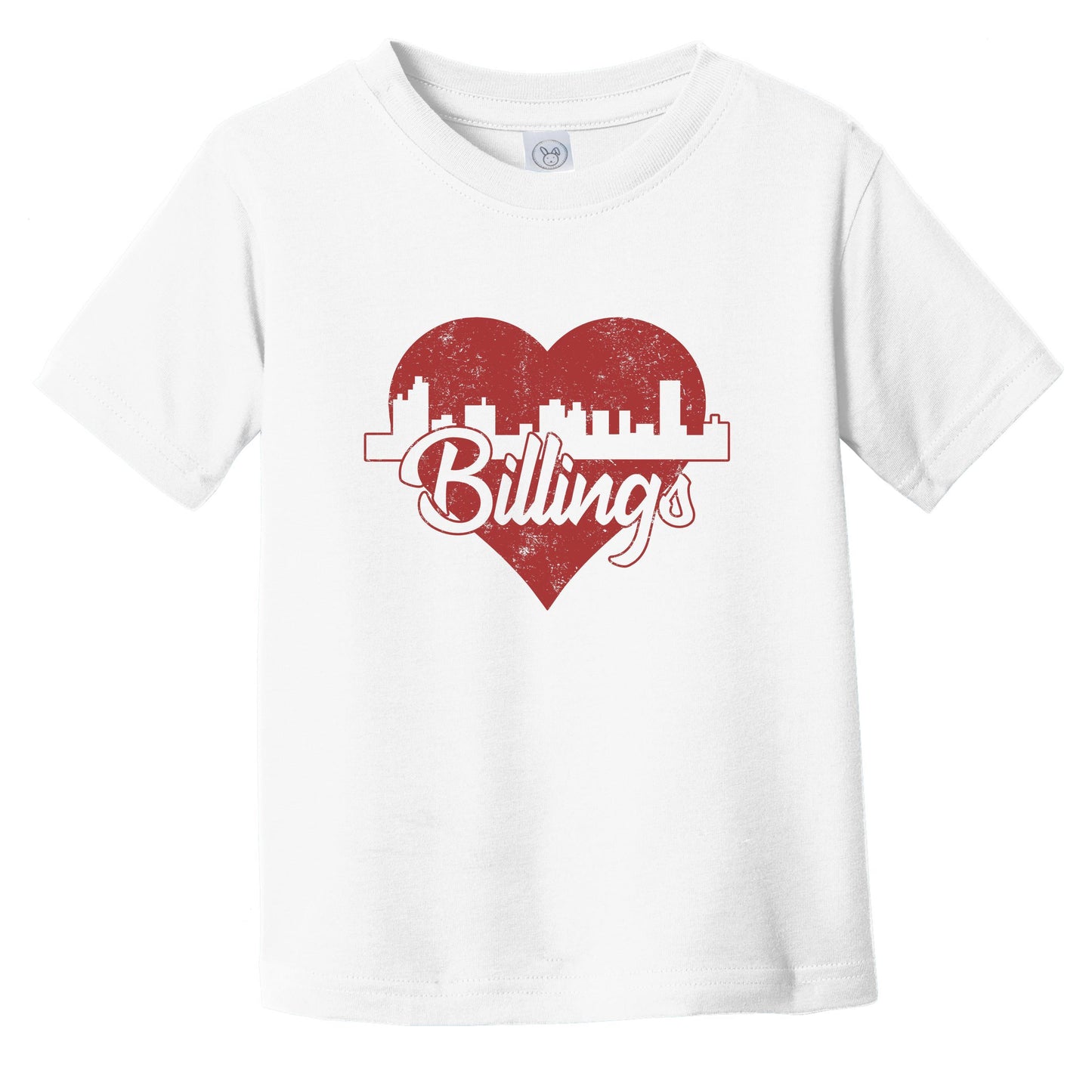 Retro Billings Montana Skyline Red Heart Infant Toddler T-Shirt