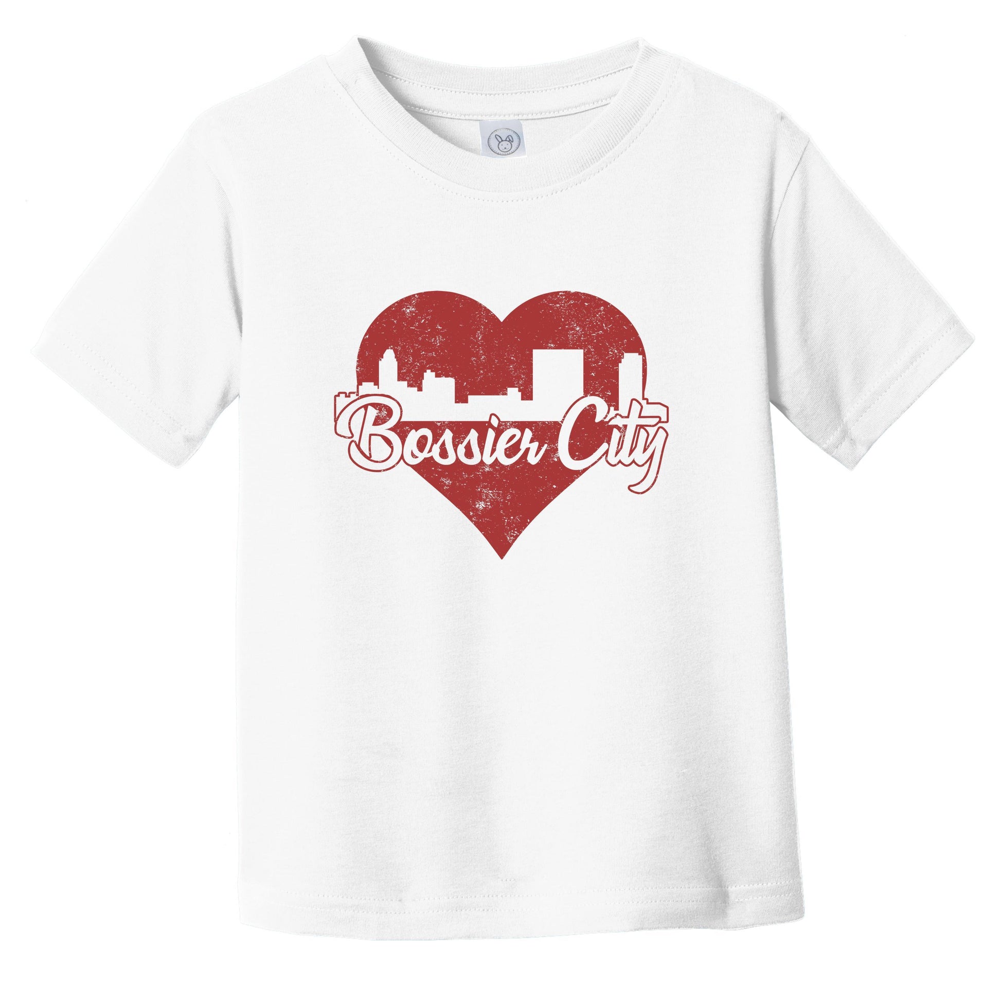Retro Bossier City Louisiana Skyline Red Heart Infant Toddler T-Shirt