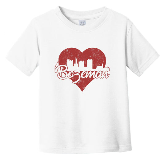 Retro Bozeman Montana Skyline Red Heart Infant Toddler T-Shirt