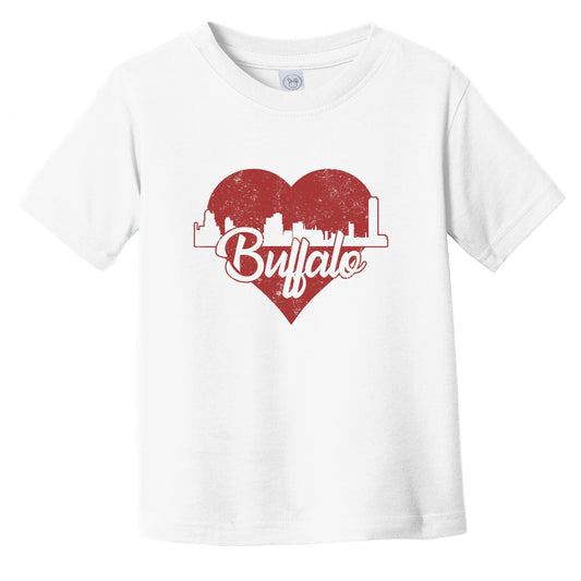 Retro Buffalo New York Skyline Red Heart Infant Toddler T-Shirt