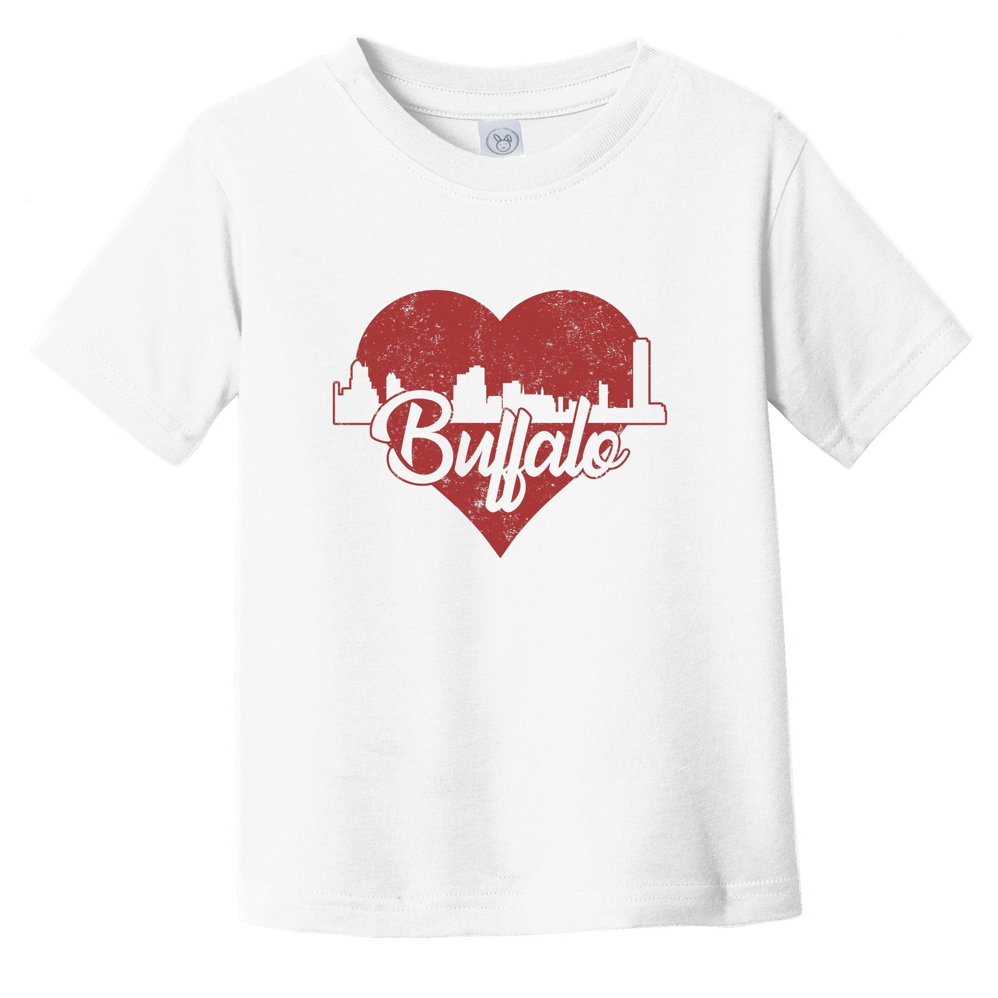Retro Buffalo New York Skyline Red Heart Infant Toddler T-Shirt