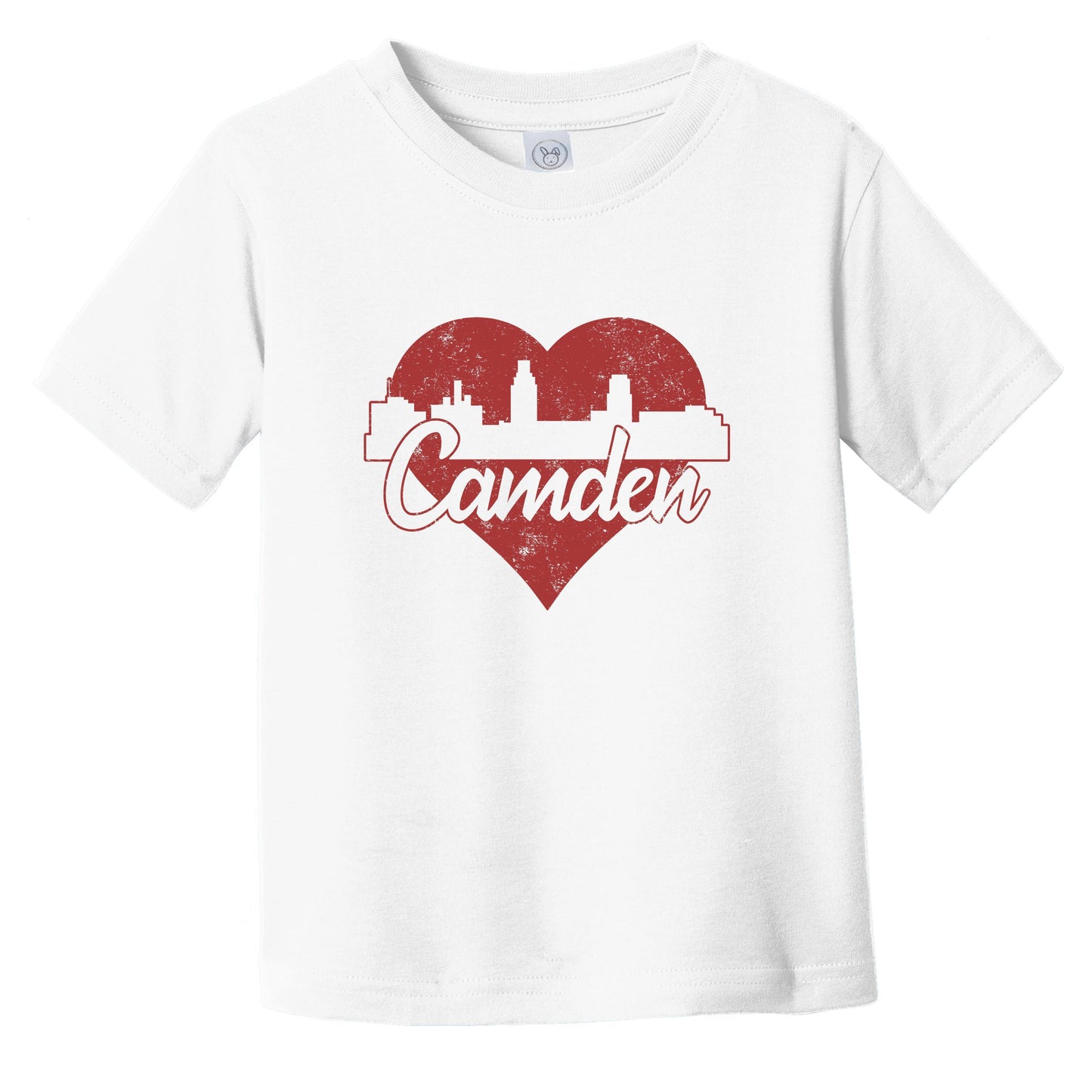 Retro Camden New Jersey Skyline Red Heart Infant Toddler T-Shirt