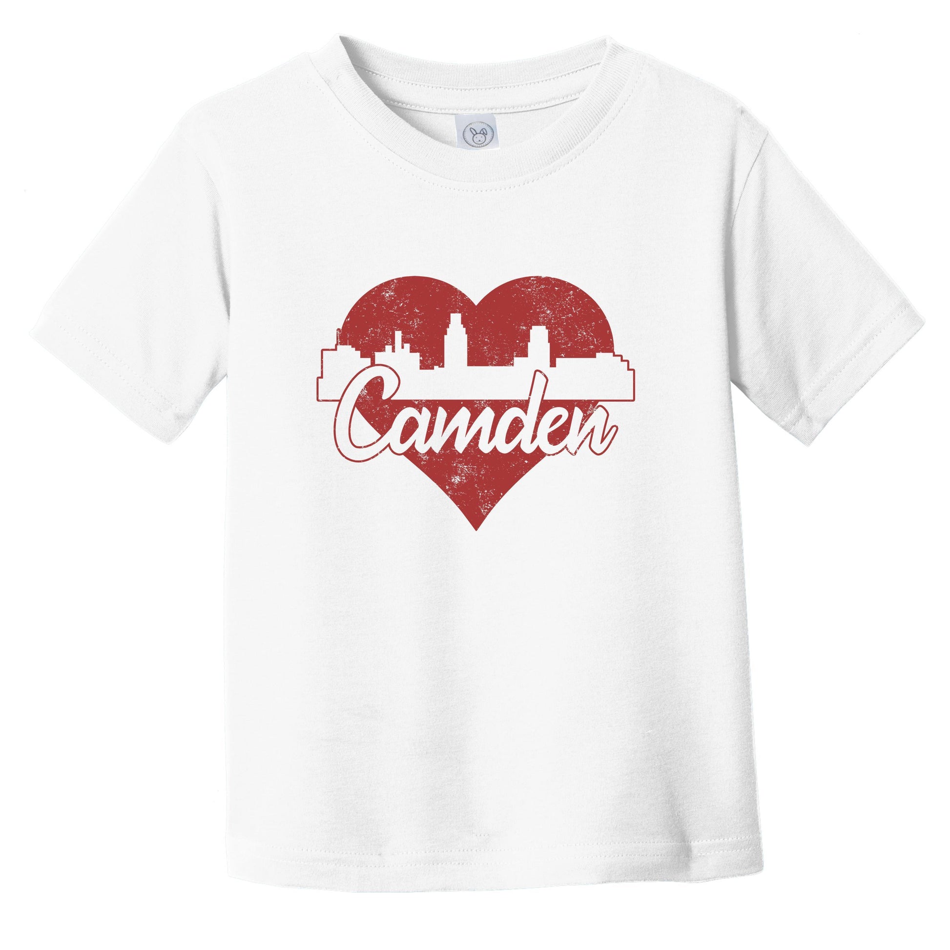 Retro Camden New Jersey Skyline Red Heart Infant Toddler T-Shirt