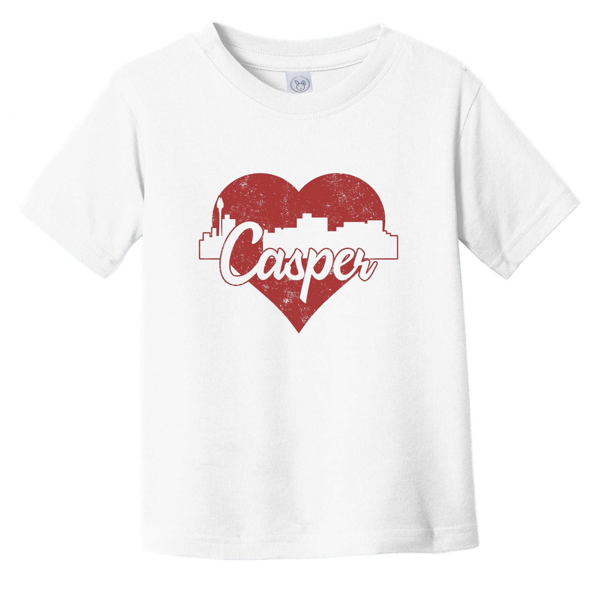 Retro Casper Wyoming Skyline Red Heart Infant Toddler T-Shirt