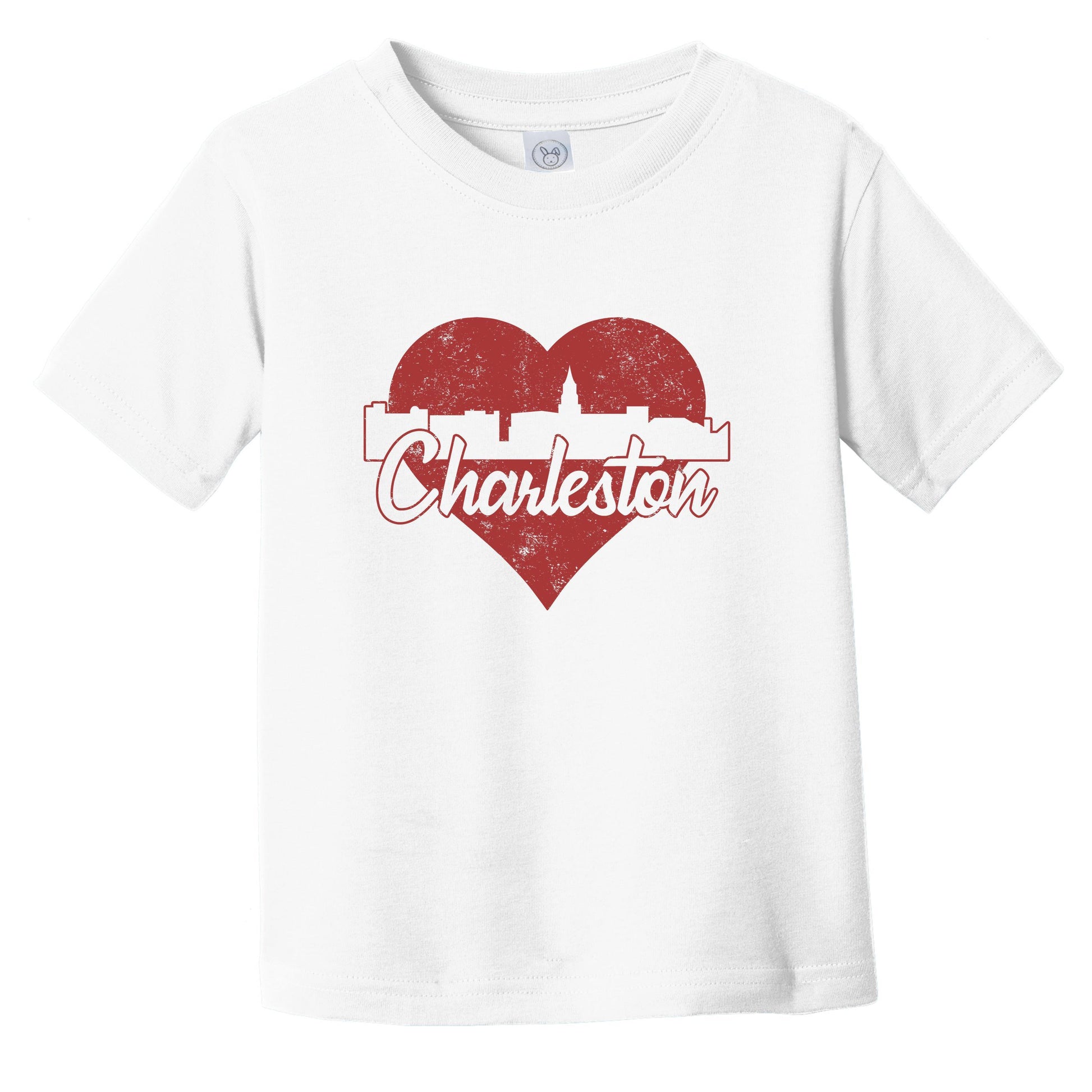 Retro Charleston South Carolina Skyline Red Heart Infant Toddler T-Shirt
