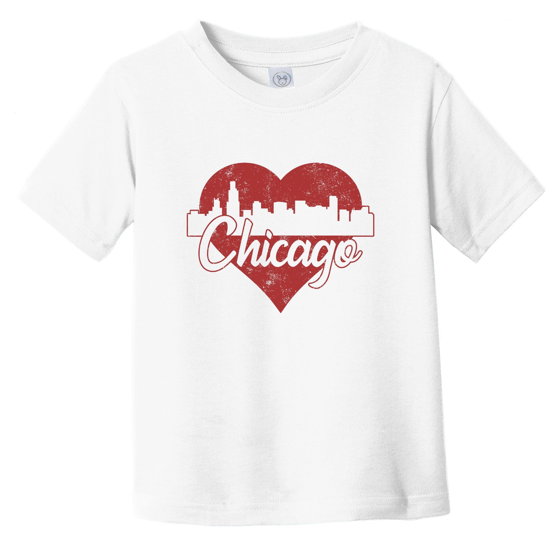 Retro Chicago Illinois Skyline Red Heart Infant Toddler T-Shirt