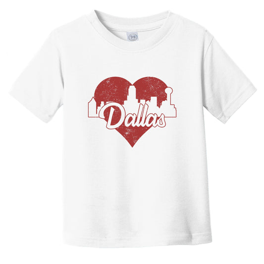 Retro Dallas Texas Skyline Red Heart Infant Toddler T-Shirt