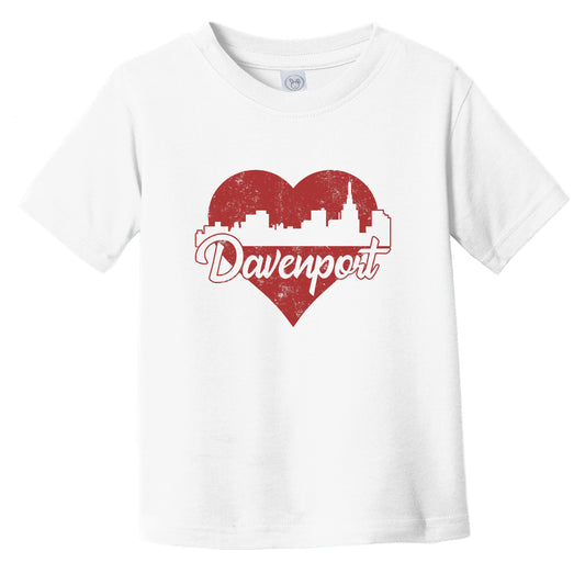 Retro Davenport Iowa Skyline Red Heart Infant Toddler T-Shirt