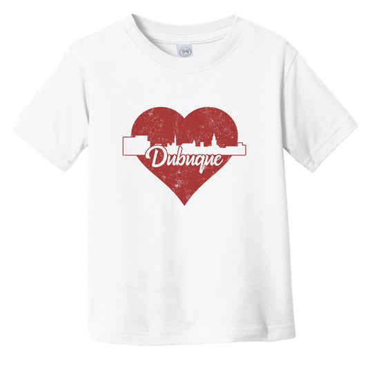 Retro Dubuque Iowa Skyline Red Heart Infant Toddler T-Shirt