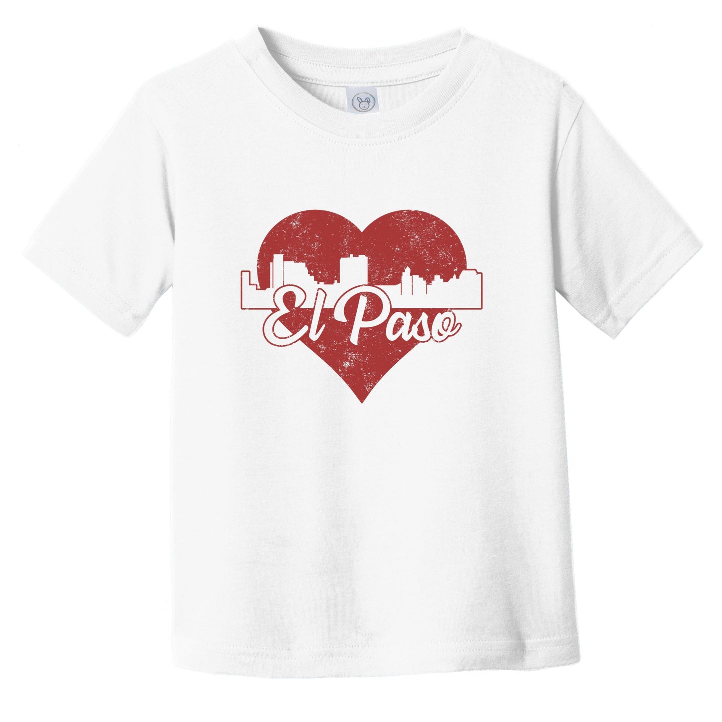 Retro El Paso Texas Skyline Red Heart Infant Toddler T-Shirt