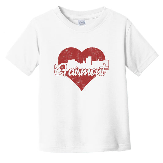 Retro Fairmont West Virginia Skyline Red Heart Infant Toddler T-Shirt