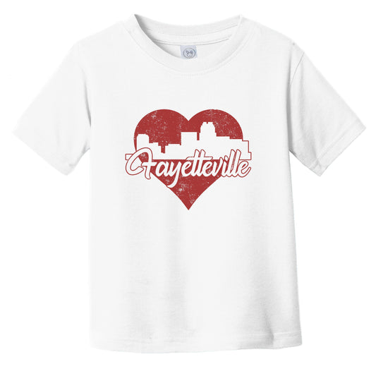 Retro Fayetteville North Carolina Skyline Red Heart Infant Toddler T-Shirt