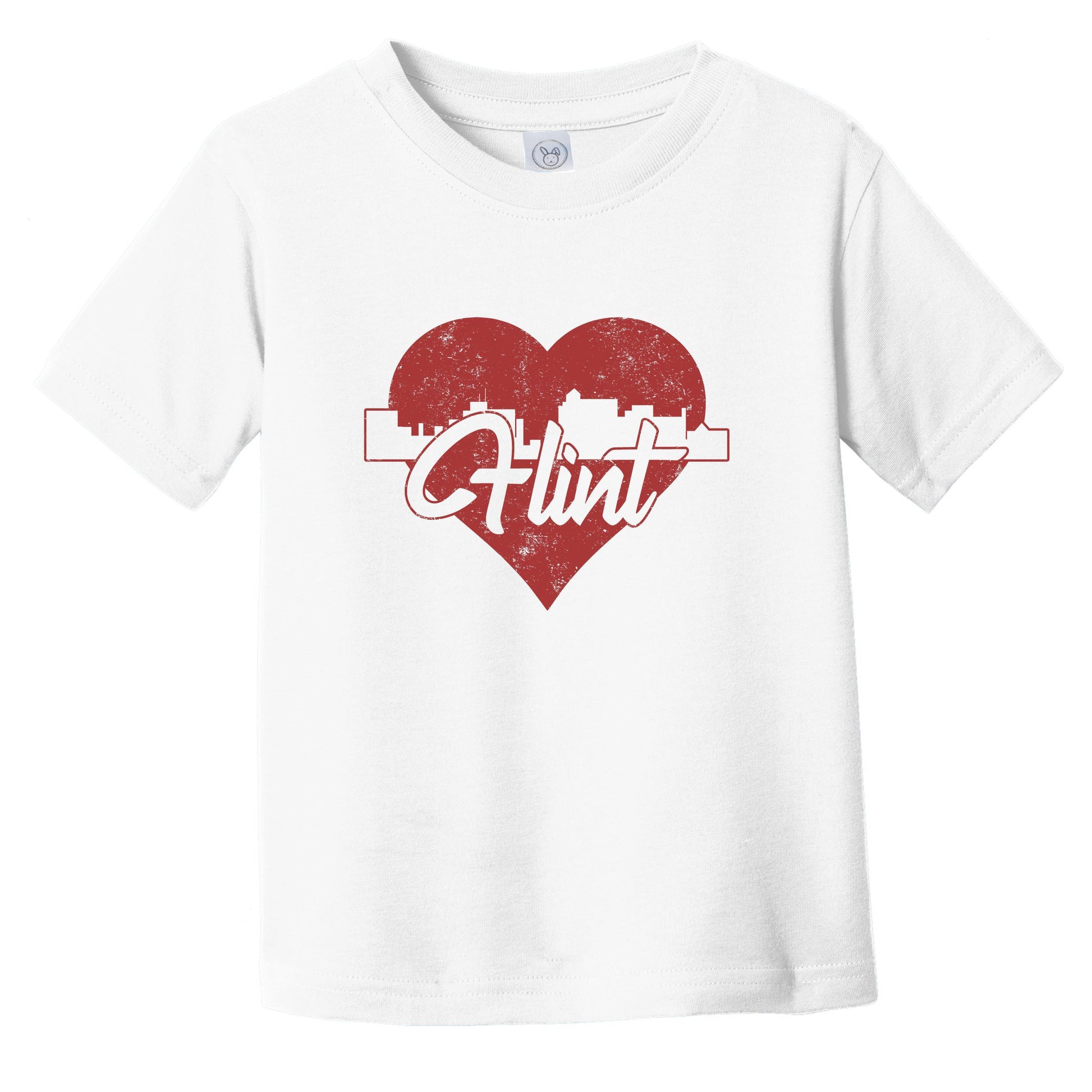 Retro Flint Michigan Skyline Red Heart Infant Toddler T-Shirt