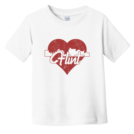 Retro Flint Michigan Skyline Red Heart Infant Toddler T-Shirt