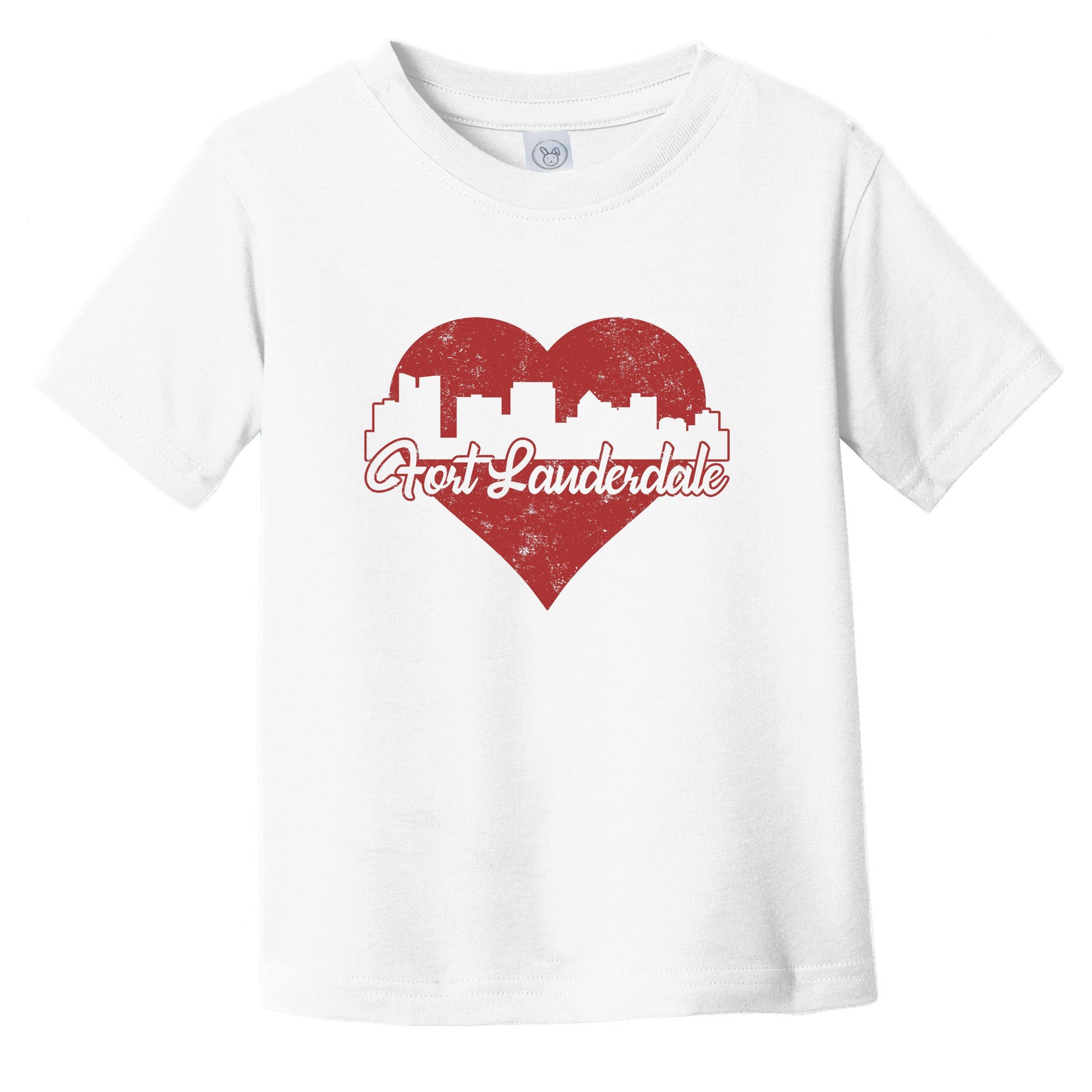 Retro Fort Lauderdale Florida Skyline Red Heart Infant Toddler T-Shirt