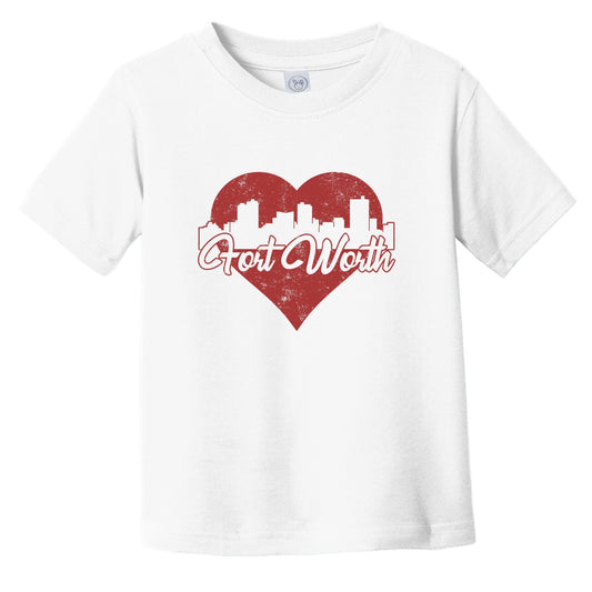 Retro Fort Worth Texas Skyline Red Heart Infant Toddler T-Shirt