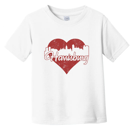 Retro Harrisburg Pennsylvania Skyline Red Heart Infant Toddler T-Shirt