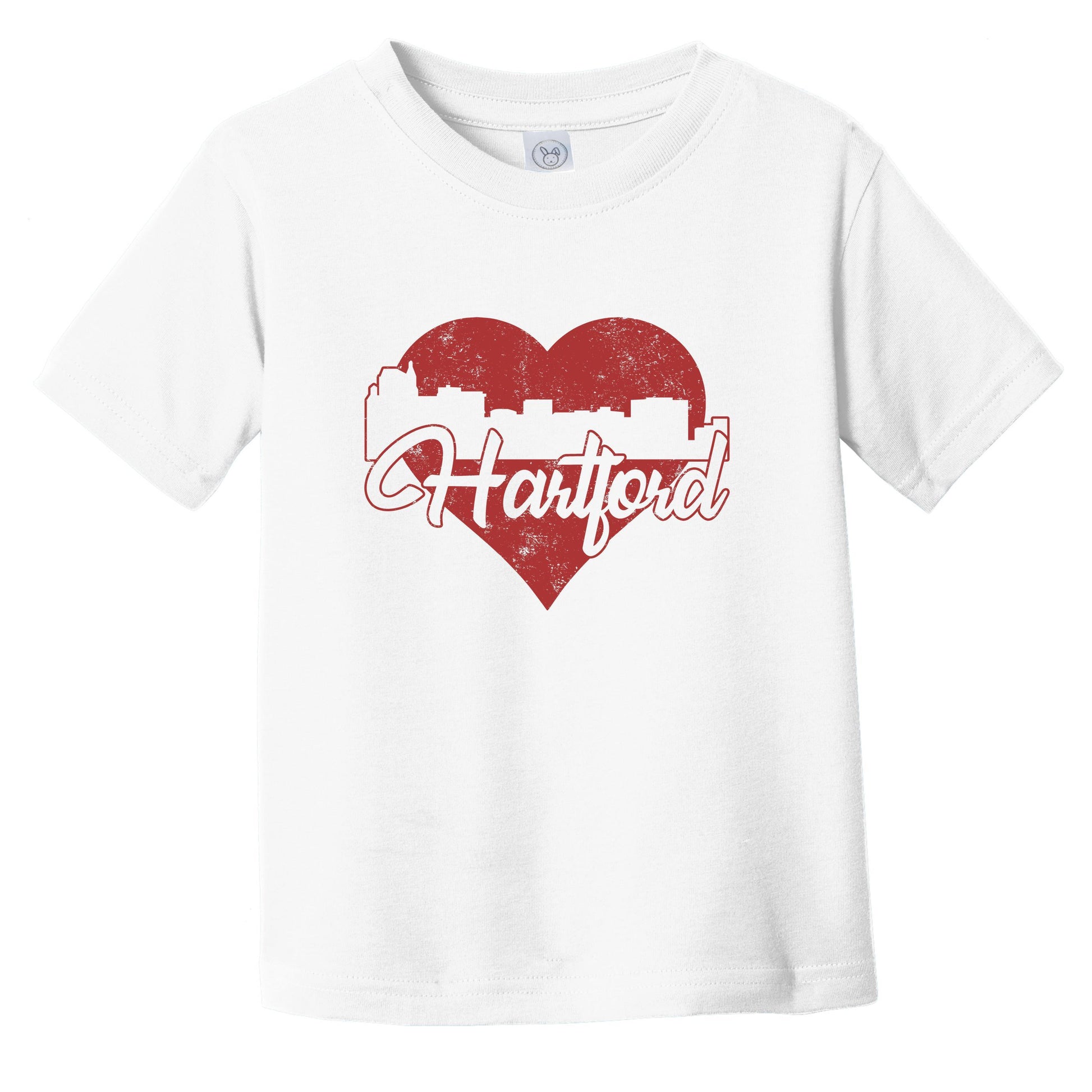 Retro Hartford Connecticut Skyline Red Heart Infant Toddler T-Shirt