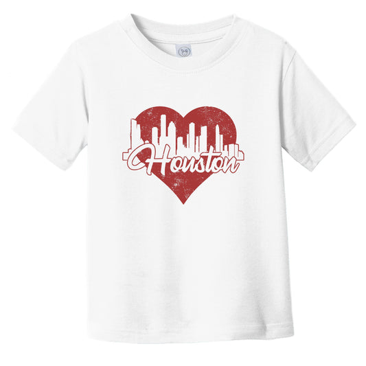 Retro Houston Texas Skyline Red Heart Infant Toddler T-Shirt