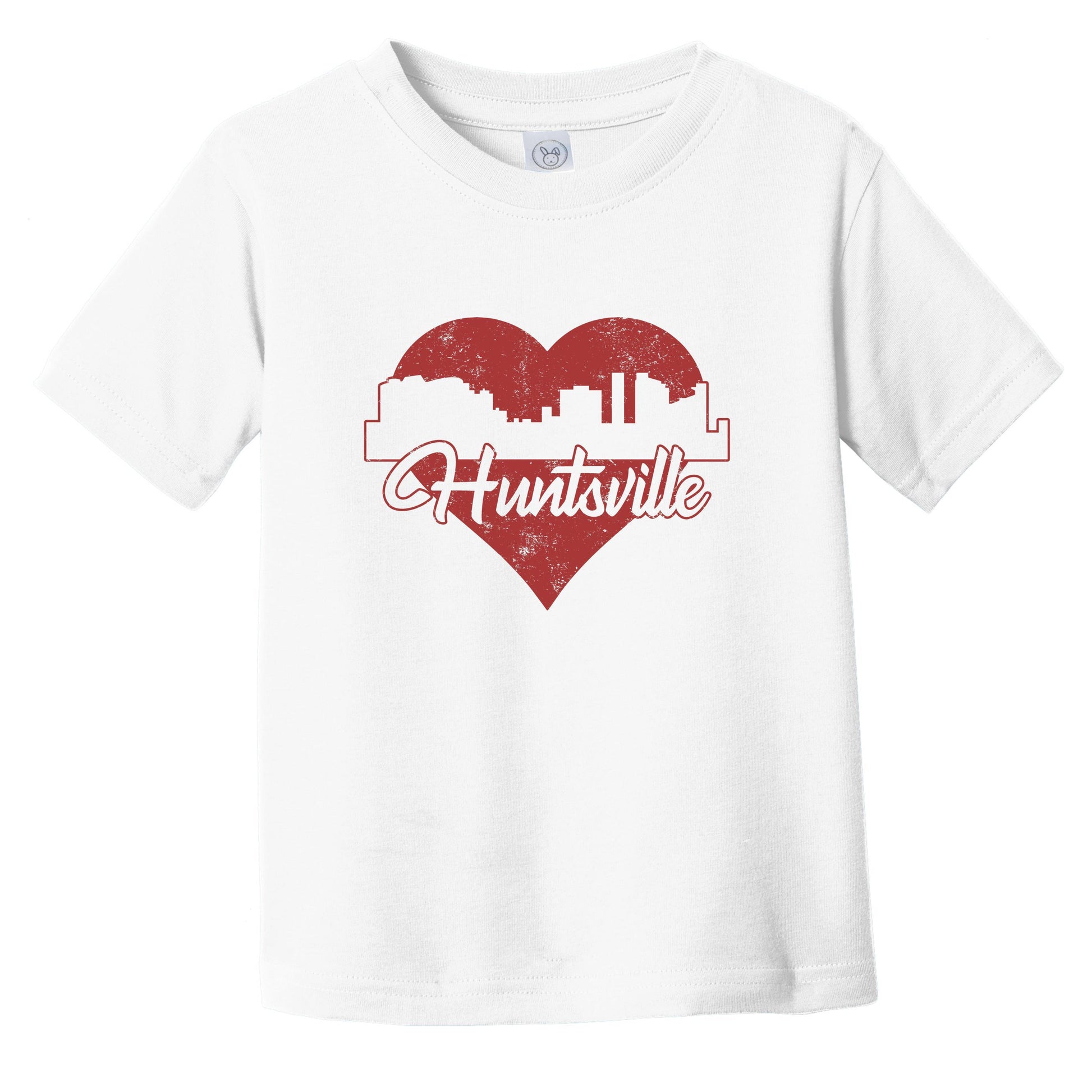Retro Huntsville Alabama Skyline Red Heart Infant Toddler T-Shirt
