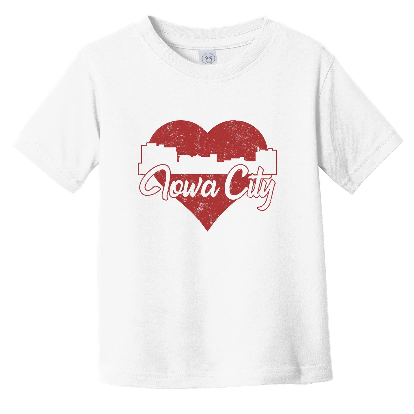 Retro Iowa City Iowa Skyline Red Heart Infant Toddler T-Shirt