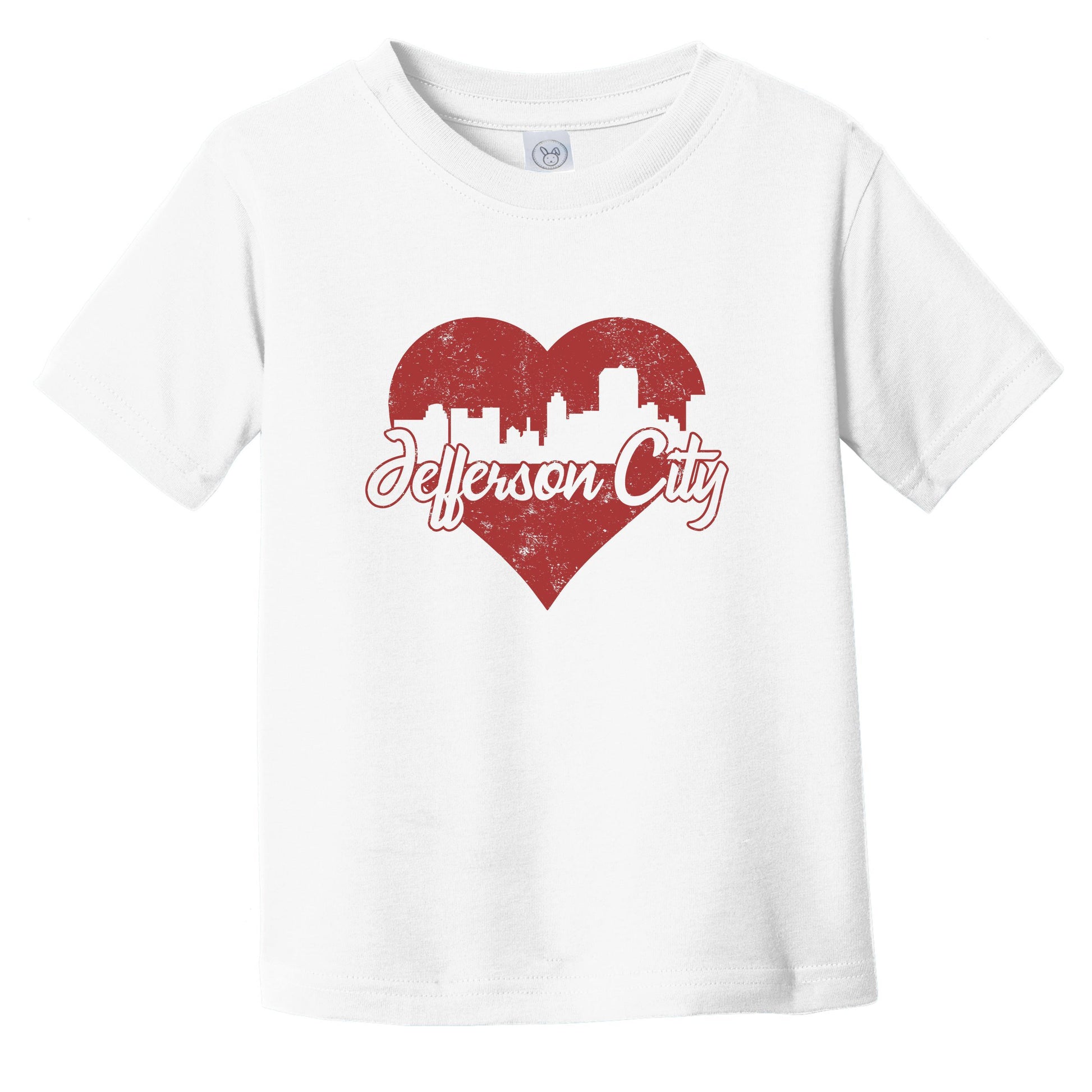 Retro Jefferson City Missouri Skyline Red Heart Infant Toddler T-Shirt