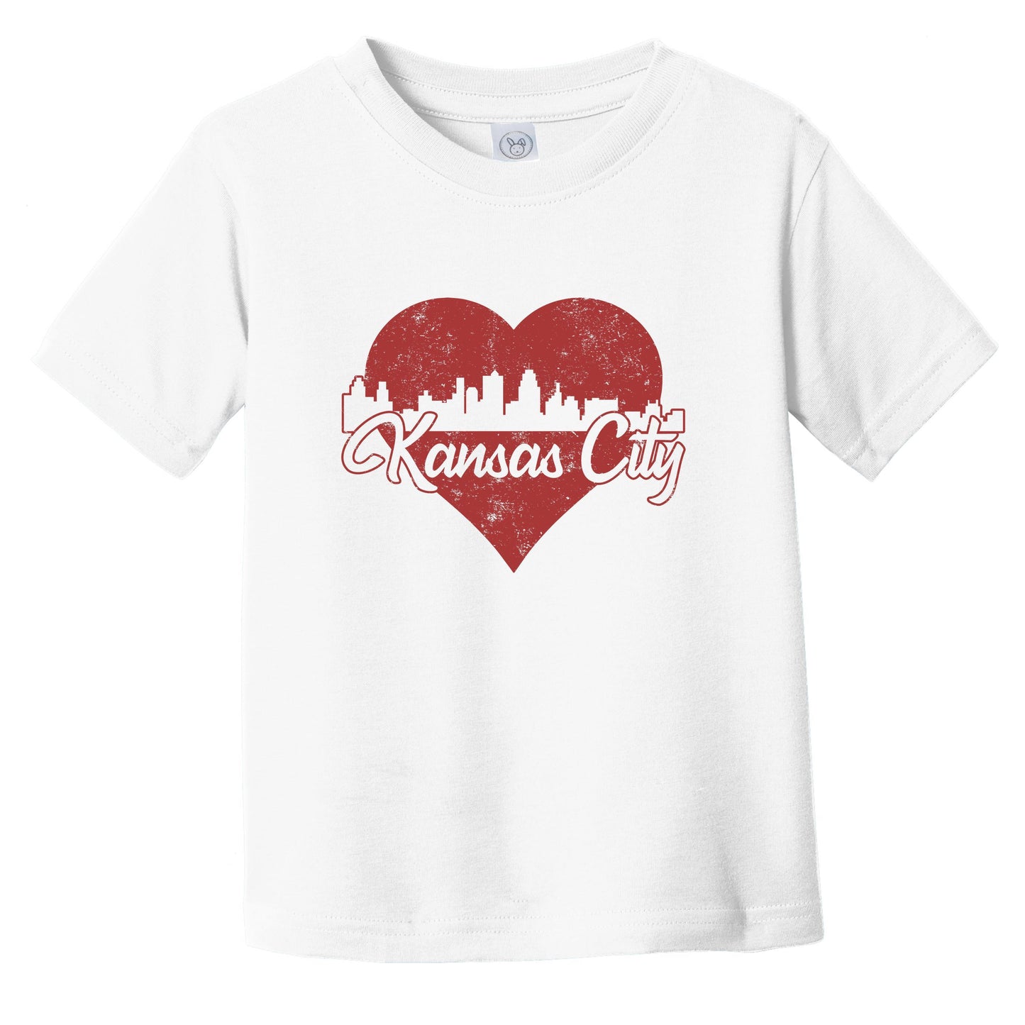 Retro Kansas City Missouri Skyline Red Heart Infant Toddler T-Shirt