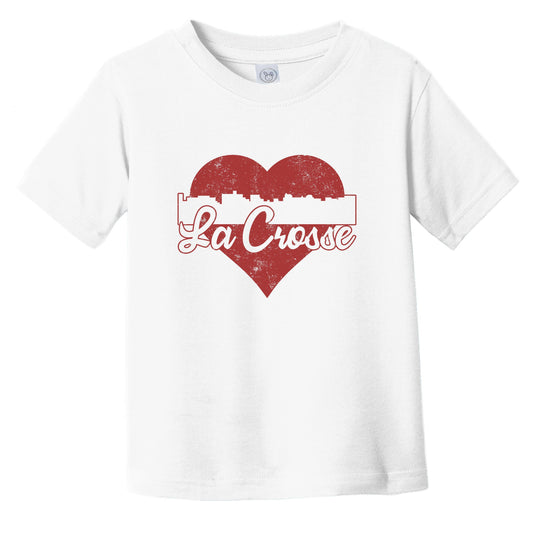 Retro La Crosse Wisconsin Skyline Red Heart Infant Toddler T-Shirt