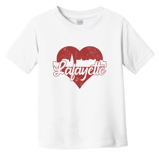 Retro Lafayette Indiana Skyline Red Heart Infant Toddler T-Shirt