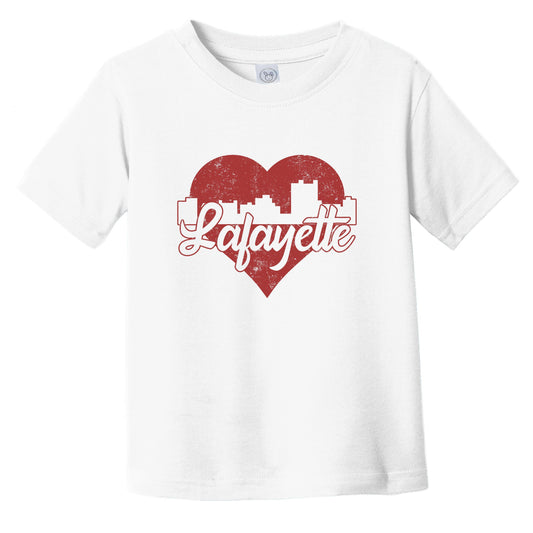 Retro Lafayette Louisiana Skyline Red Heart Infant Toddler T-Shirt