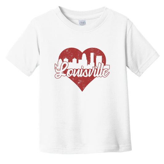 Retro Louisville Kentucky Skyline Red Heart Infant Toddler T-Shirt