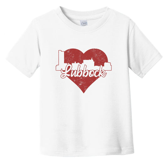 Retro Lubbock Texas Skyline Red Heart Infant Toddler T-Shirt