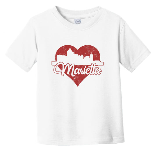 Retro Marietta Georgia Skyline Red Heart Infant Toddler T-Shirt