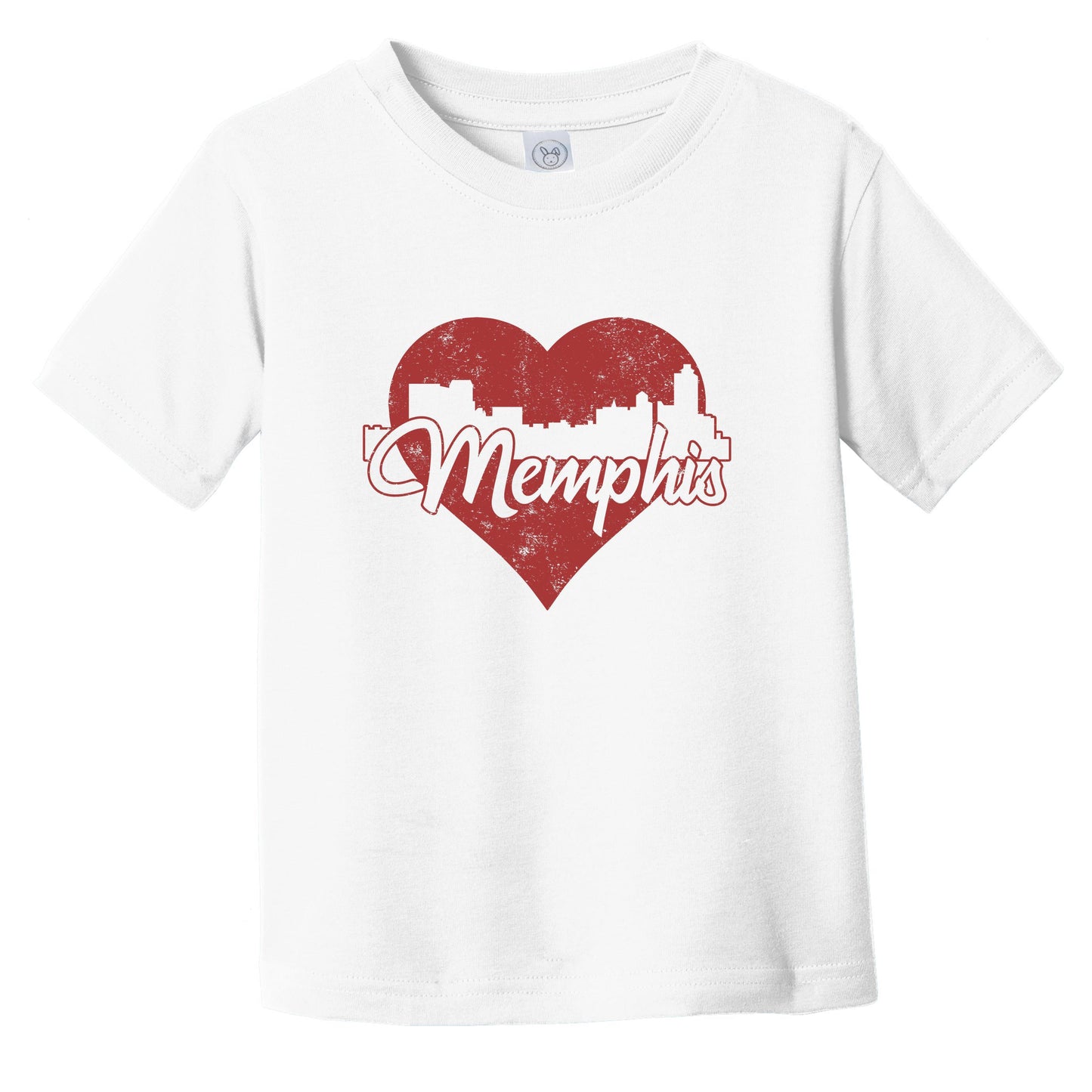 Retro Memphis Tennessee Skyline Red Heart Infant Toddler T-Shirt