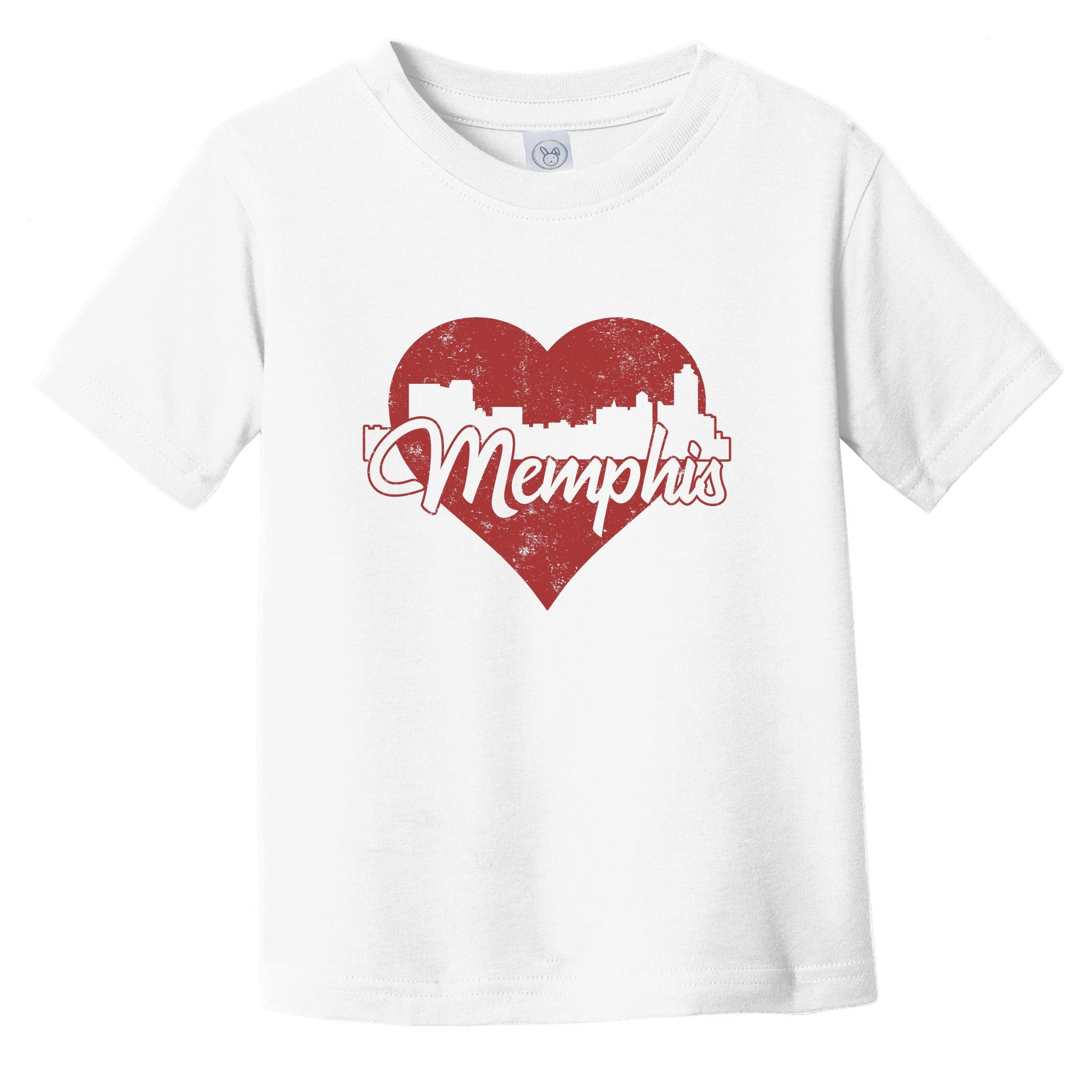 Retro Memphis Tennessee Skyline Red Heart Infant Toddler T-Shirt