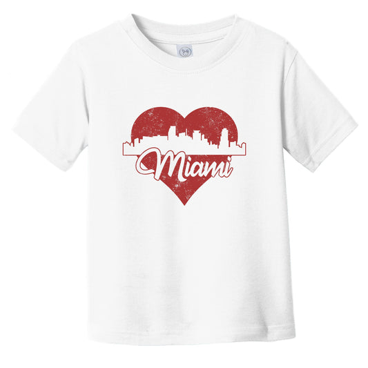 Retro Miami Florida Skyline Red Heart Infant Toddler T-Shirt