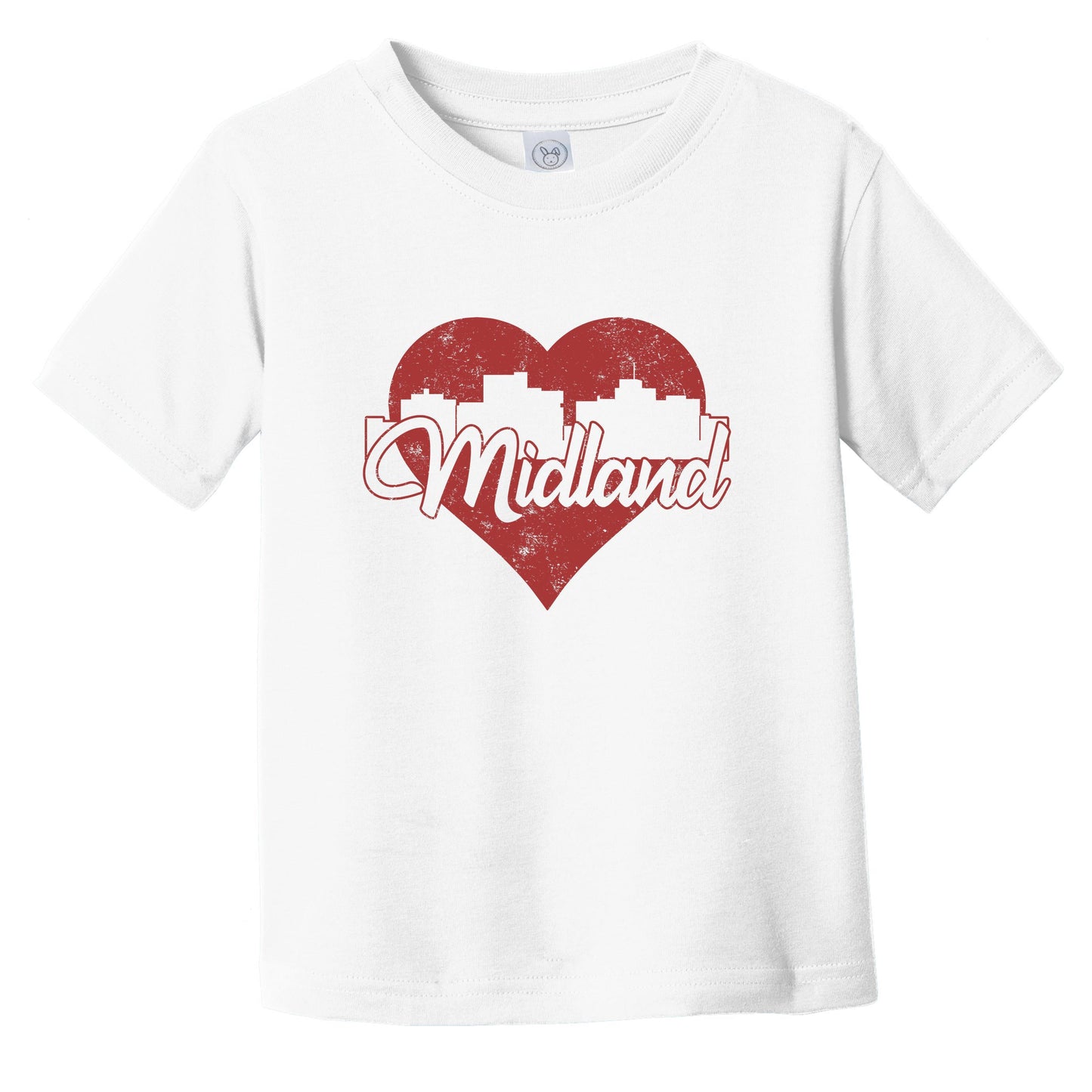 Retro Midland Texas Skyline Red Heart Infant Toddler T-Shirt