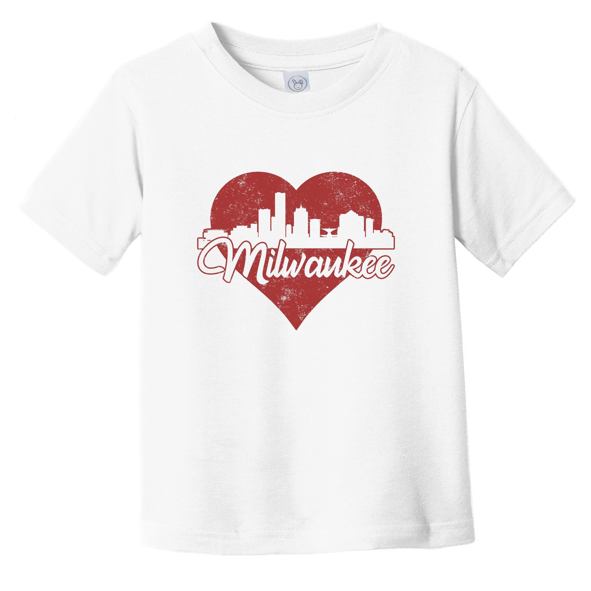 Retro Milwaukee Wisconsin Skyline Red Heart Infant Toddler T-Shirt
