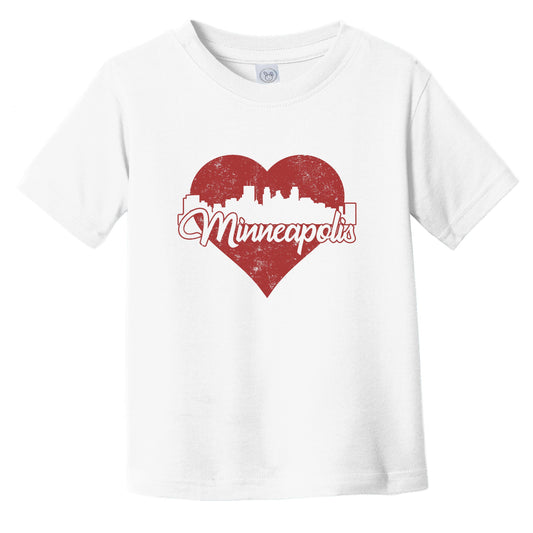 Retro Minneapolis Minnesota Skyline Red Heart Infant Toddler T-Shirt