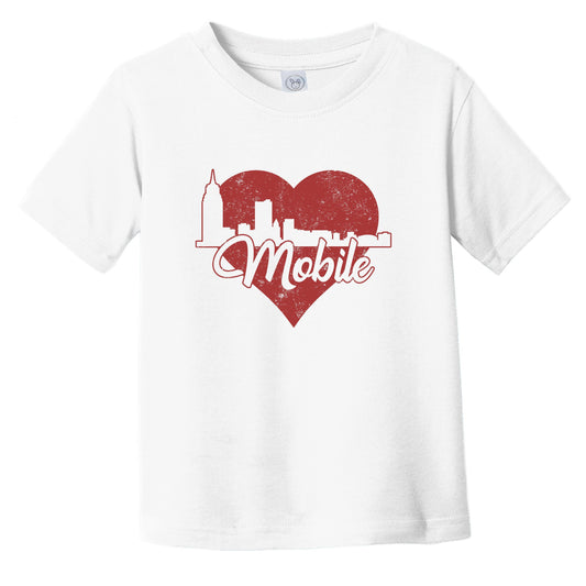 Retro Mobile Alabama Skyline Red Heart Infant Toddler T-Shirt
