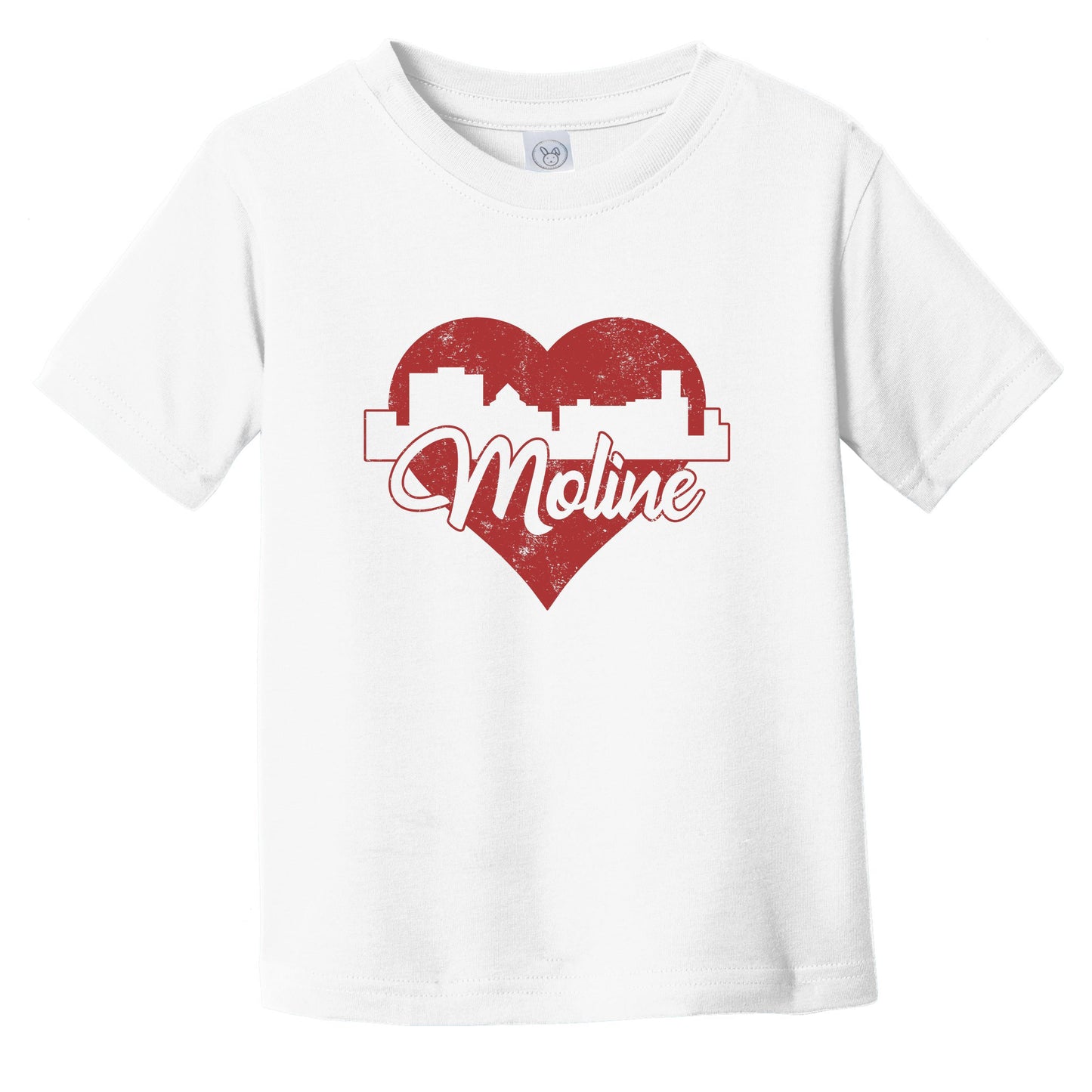Retro Moline Illinois Skyline Red Heart Infant Toddler T-Shirt